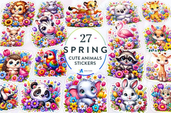Download Spring Cute Animals Stickers Bundle - Stickers Collection