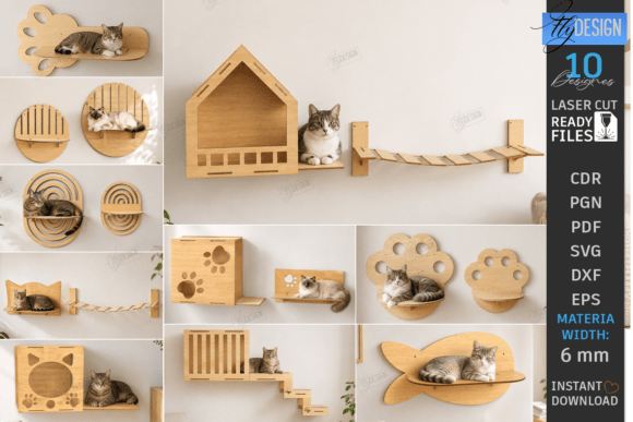 Download Cat Wall Shelves Laser Cut Bundle | Pets - Pet Collection