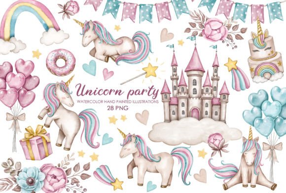 Download Watercolor Birthday Unicorn Clipart - Unicorn clipart Collection