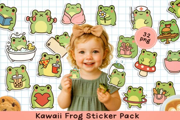 Download Cute Kawaii Frog Printable Stickers. PNG - Stickers Collection
