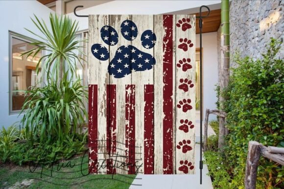 Download Patriotic Garden Flag, Pet Paw Print Png - Pet Collection