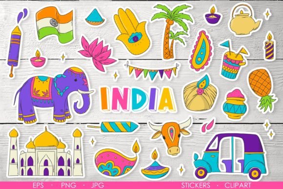 Download INDIA Stickers, Clip Art, Doodles Set - Stickers Collection
