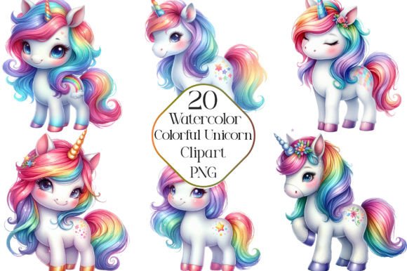 Download Watercolor Cute Colorful Unicorn Clipart - Unicorn clipart Collection