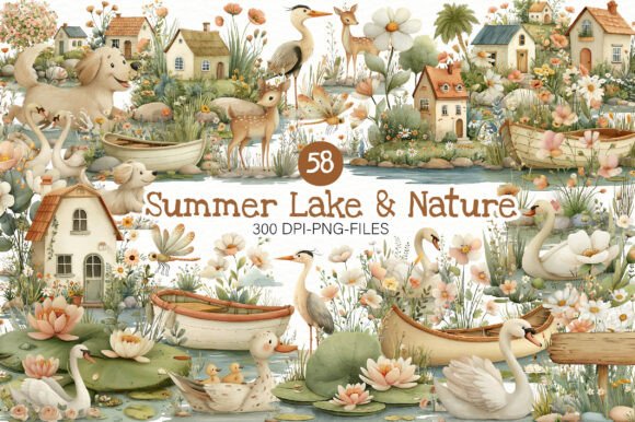 Download Summer Lake &amp; Nature Clipart - Premium Bundle