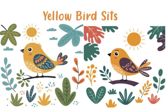 Download Cute Cartoon Bird &amp; Aesthetic Nature Art - Premium Bundle