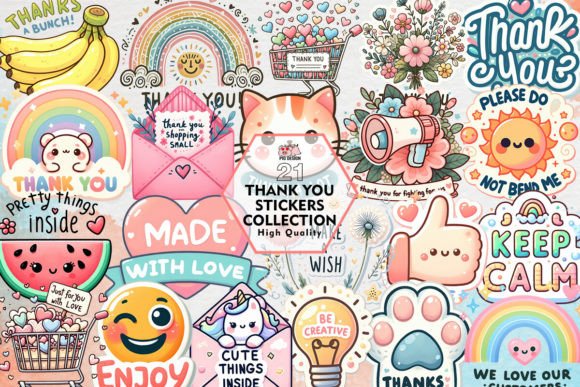 Download Thank You Stickers Bundle Clipart PNG - Stickers Collection