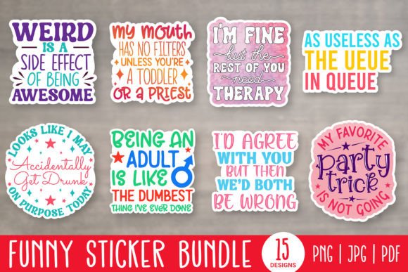 Download Funny Printable Stickers Bundle PNG - Stickers Collection