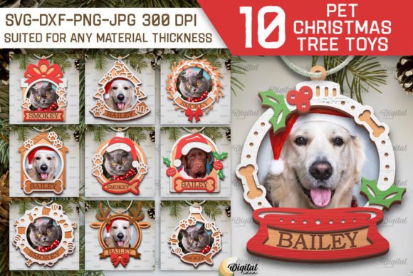 Download Pets Christmas Ornaments LaserCut Bundle - Pet Collection