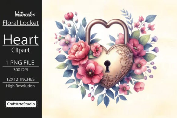 Download Watercolor Floral Locket Heart Clipart - Premium Resources